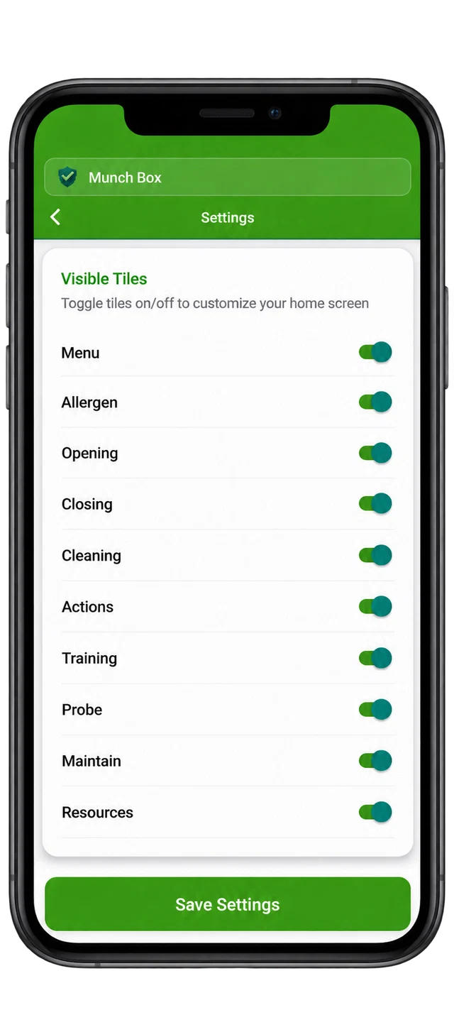 Choose what appears in HACCP-records.app